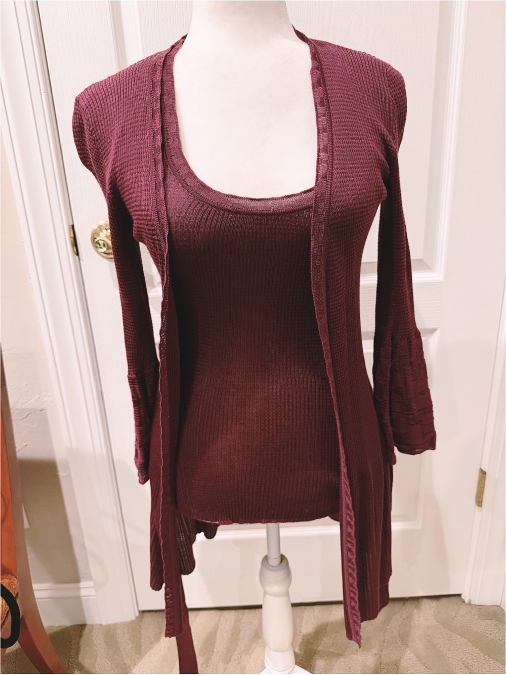 NWOT Missoni Set Textured Tank & Open Cardigan Set - Burgundy